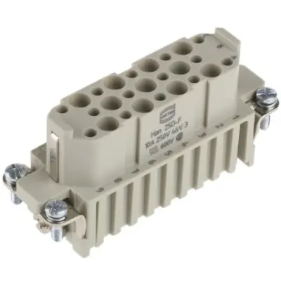Socket contact insert, 16A, 25 pole, unequipped, crimp connection, with PE contact, 09210253101 - 1