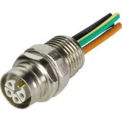 Panel socket, M12, 5 pole, crimp connection, screw lock/push-pull, straight, 21033096501