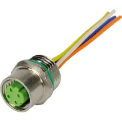 Panel socket, M12, 4 pole, screw locking, straight, 21033752400