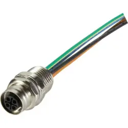 Panel socket, M12, 4 pole, crimp connection, screw lock/push-pull, straight, 21033962401