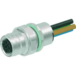Panel socket, M12, 4 pole, crimp connection, screw lock/push-pull, straight, 21033962402