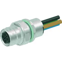 Panel socket, M12, 4 pole, crimp connection, screw lock/push-pull, straight, 21033992402