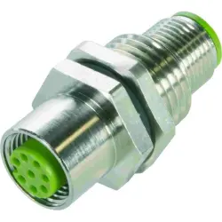 Panel feed through, M12 (8 pole, plug) to M12 (8 pole, plug), straight, 21433201800