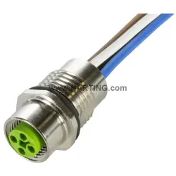 Panel socket, M12, 4 pole, screw locking, straight, 21433992400