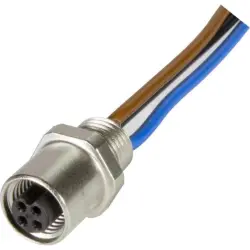 Panel socket, M5, 3 pole, screw locking, straight, 21470000006