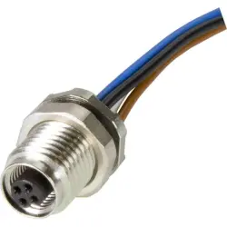 Panel socket, M5, 4 pole, screw locking, straight, 21470000009