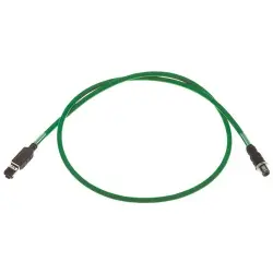 Sensor actuator cable, RJ45-cable plug, straight to M12-cable plug, straight, 4 pole, 1 m, PUR, green, 09457005022