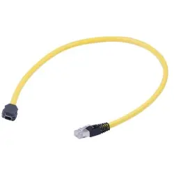 Patch cable, ix industrial type A plug, straight to RJ45 plug, straight, Cat 6A, S/FTP, PVC, 1 m, yellow, 33480653830010