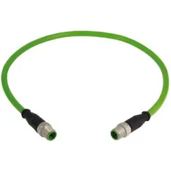Sensor actuator cable, M12-cable plug, straight to M12-cable plug, straight, 4 pole, 10 m, PUR, green, 21349292477100