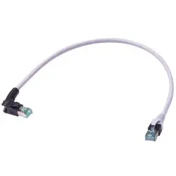 Patch cable, RJ45 plug, angled to RJ45 plug, straight, Cat 6A, S/FTP, LSZH, 0.5 m, gray, 09488587585005