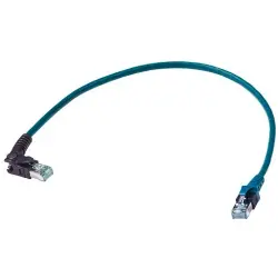 Patch cable, RJ45 plug, angled to RJ45 plug, straight, Cat 6A, S/FTP, LSZH, 3 m, green, 09488587588030