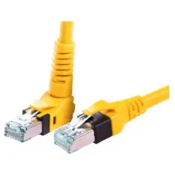 Patch cable, RJ45 plug, straight to RJ45 plug, angled, Cat 6A, S/FTP, PUR, 1 m, yellow, 09488447745010