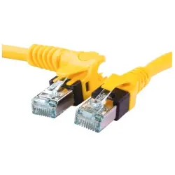 Patch cable, RJ45 plug, angled to RJ45 plug, straight, Cat 6A, S/FTP, PUR, 1 m, yellow, 09488547745010