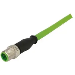 Sensor actuator cable, M12-cable plug, straight to open end, 4 pole, 1 m, PVC, green, 21349200405010