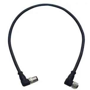 Sensor actuator cable, M12-cable plug, angled to M12-cable socket, angled, 12 pole, 1 m, PUR, black, 21348687C78010 - 1