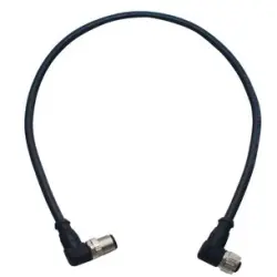 Sensor actuator cable, M12-cable plug, angled to M12-cable socket, angled, 12 pole, 1 m, PUR, black, 21348687C78010