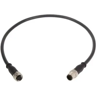 Sensor actuator cable, M12-cable plug, straight to M12-cable socket, straight, 12 pole, 1.5 m, PUR, black, 21348485C78015 - 1