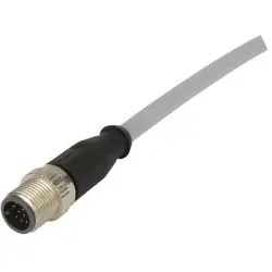 Sensor actuator cable, M12-cable plug, straight to open end, 12 pole, 1 m, PVC, gray, 21348400C79010