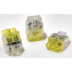 Cable connector, 2 pole, 0.5-2.5 mm², yellow/transparent, cable connection, 24 A, 148-90036