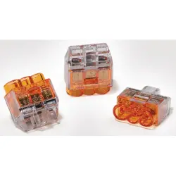 Cable connector, 3 pole, 0.5-2.5 mm², orange/transparent, cable connection, 24 A, 148-90037