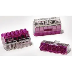 Cable connector, 6 pole, 0.5-2.5 mm², purple/transparent, cable connection, 24 A, 148-90040