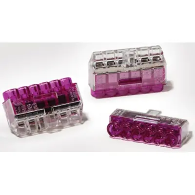 Cable connector, 6 pole, 0.5-2.5 mm², purple/transparent, cable connection, 24 A, 148-90040 - 1