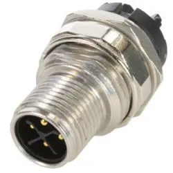 Panel plug, M12, 4 pole, solder connection, screw lock/push-pull, straight, 21033091430