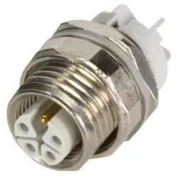 Panel socket, M12, 5 pole, solder connection, screw locking, straight, 21033092530