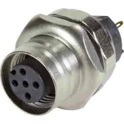 Panel socket, M12, 4 pole, solder connection, screw lock/push-pull, straight, 21033212451