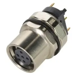 Panel socket, M12, 4 pole, solder connection, screw lock/push-pull, straight, 21033212536