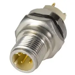 Panel plug, M12, 4 pole, solder connection, screw lock/push-pull, straight, 21033811431