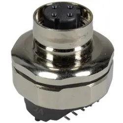 Panel socket, M12, 4 pole, solder connection, screw lock/push-pull, straight, 21033812421