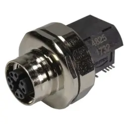 Panel socket, M12, 8 pole, solder connection, screw lock/push-pull, angled, 21033814827