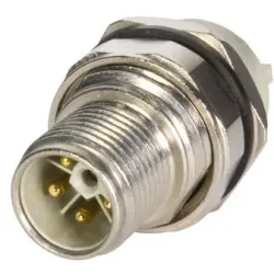 Panel plug, M12, 5 pole, solder connection, screw locking, straight, 21033961530
