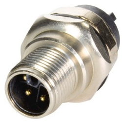 Panel plug, M12, 4 pole, solder connection, screw locking, straight, 21033961532