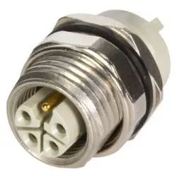 Panel socket, M12, 5 pole, solder connection, screw locking, straight, 21033962530