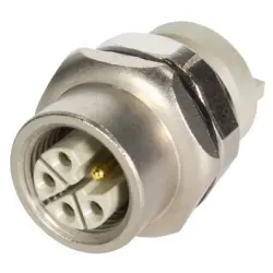 Panel socket, M12, 5 pole, solder connection, screw locking, straight, 21033962531