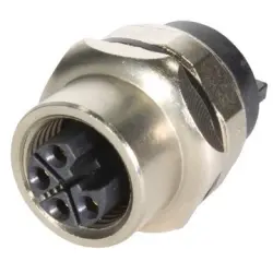Panel socket, M12, 4 pole, solder connection, screw locking, straight, 21033962532