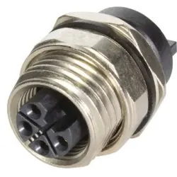 Panel socket, M12, 4 pole, solder connection, screw locking, straight, 21033962533