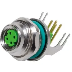Panel socket, M8, 4 pole, solder connection, angled, 21420000019