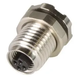 Panel socket, M5, 3 pole, solder connection, screw locking, straight, 21470000010