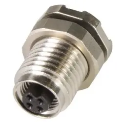Panel socket, M5, 4 pole, solder connection, screw locking, straight, 21470000011