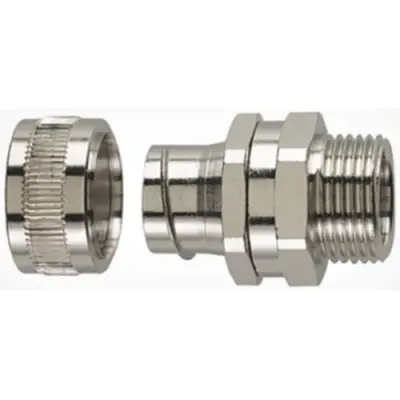 Straight hose screw fitting, M25, 25 mm, brass, nickel-plated, IP40, metal, (L) 43.7 mm, 166-30405 - 1
