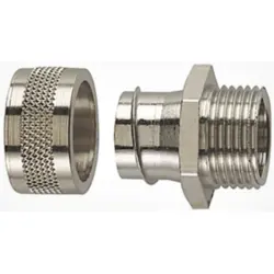 Straight hose screw fitting, M25, 25 mm, brass, nickel-plated, IP54, metal, (L) 32.5 mm, 166-31005