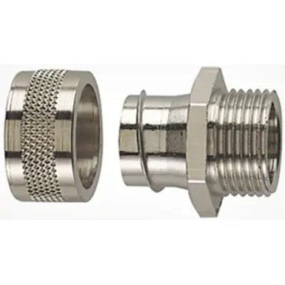 Straight hose screw fitting, M25, 25 mm, brass, nickel-plated, IP54, metal, (L) 32.5 mm, 166-31005 - 1