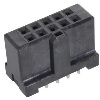 Female connector, 10 pole, pitch 2.54 mm, straight, black, 09195106824 - 1