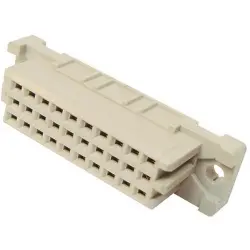 Female connector, type 3C, 30 pole, a-b-c, pitch 2.54 mm, solder pin, straight, 09252306421