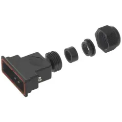D-Sub connector housing, size: 2 (DA), straight 180°, cable Ø 6 to 8 mm, thermoplastic, silver, 09670150439