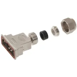 D-Sub connector housing, size: 2 (DA), straight 180°, cable Ø 6 to 8 mm, thermoplastic, shielded, silver, 09670150538