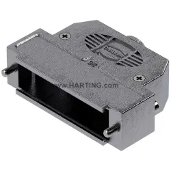 D-Sub connector housing, size: 3 (DB), straight 180°, cable Ø 3.5 to 11 mm, thermoplastic, shielded, silver, 09670250484
